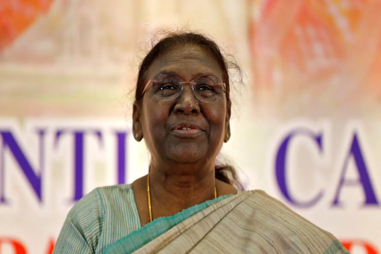 President Murmu's helicopter's wheels got stuck in a pothole on the newly constructed concrete helipad