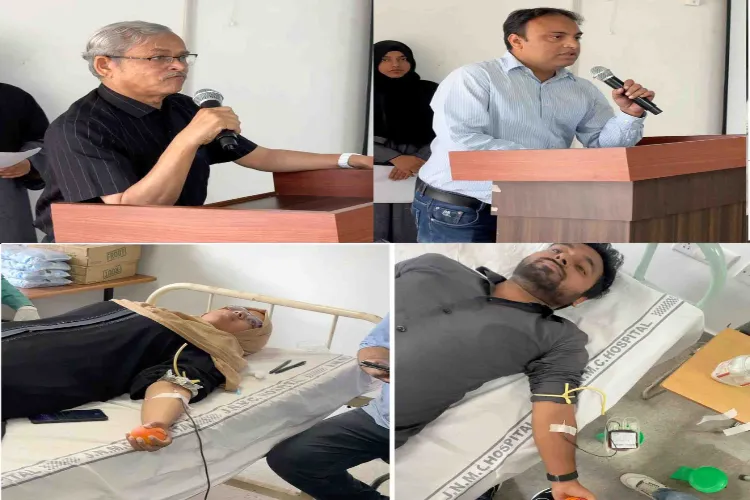 Aligarh Muslim University Paramedical College sets record in blood donation drive Aligarh Muslim University Paramedical College sets record in blood donation drive