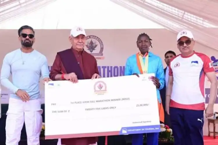J-K LG Manoj Sinha felicitates winners of Kashmir Marathon, says event strengthens social prosperity and boosts tourism