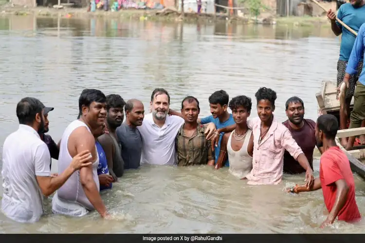 Bihar polls: Rahul Gandhi goes fishing in Begusarai pond
