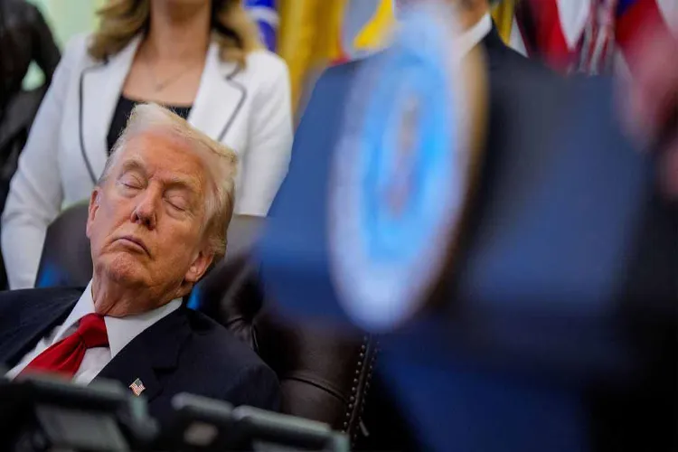 Trump's photo with closed eyes sparks uproar, White House clarifies