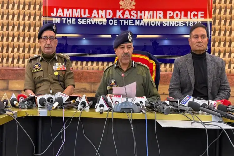 Jammu and Kashmir Police Director General Nalin Prabhat addresses a press conference on the accidental explosion at Nowgam police station on November 14, 2025, which claimed the lives of nine people
