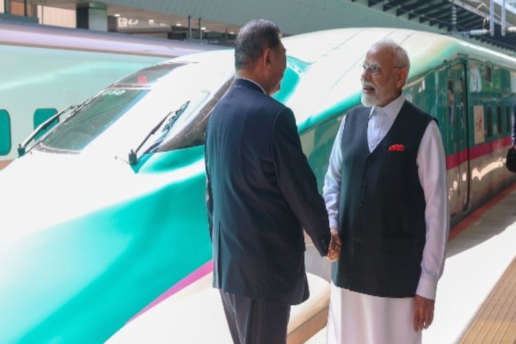 PM Modi inspects the under-construction bullet train station in Surat
