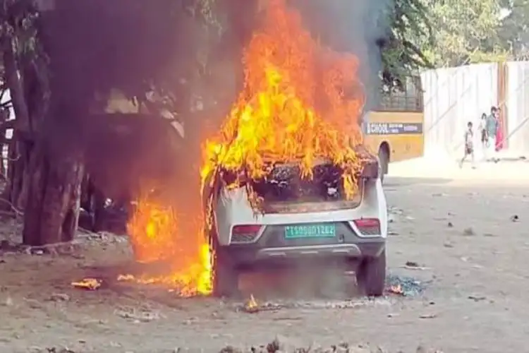 Electric car catches fire in Hyderabad, no casualties reported