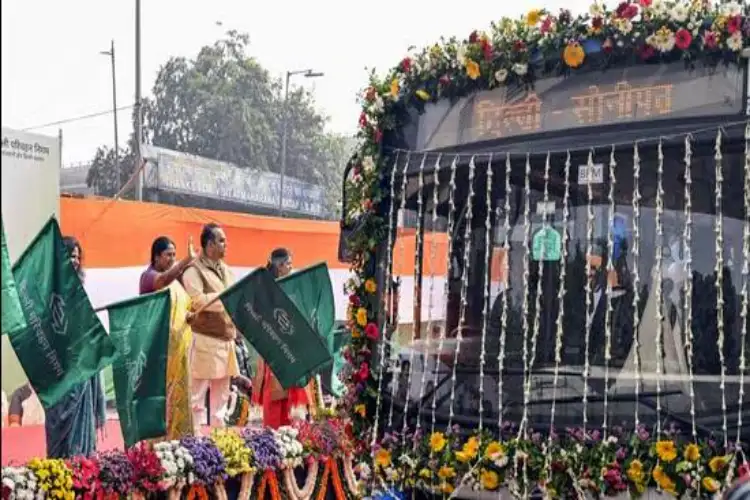 Delhi CM Rekha Gupta flags off 40 new electric buses at Azadpur