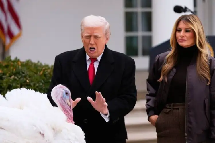 Trump spares turkeys, but not his political opponents, at annual pardoning ceremony