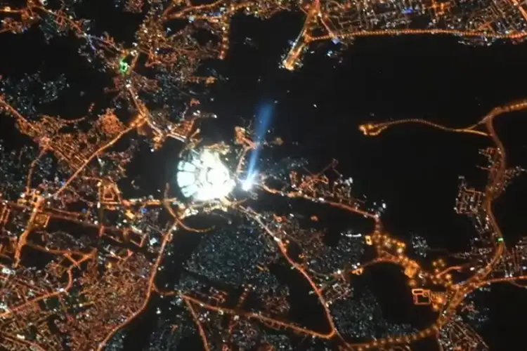 Mecca's Kaaba seen like a bright light in stunning picture taken from space