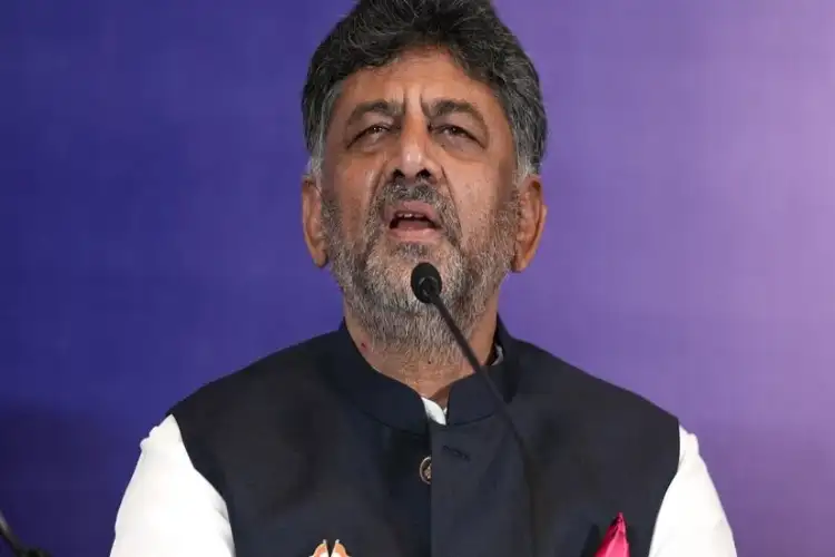 Karnataka Dy CM DK Shivakumar arrives at RIG Airport in Hyderabad to participate in Telangana Rising Global summit