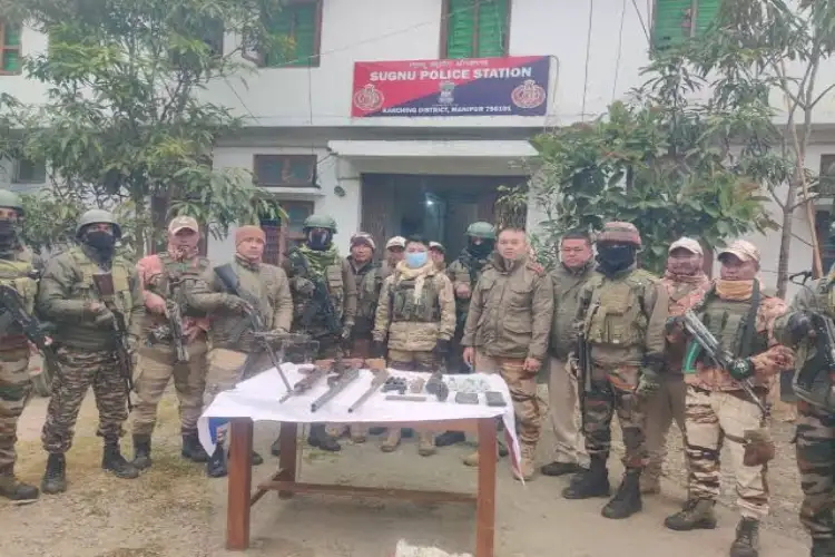 Manipur: Security forces recover cache of arms, ammunition in Kakching district