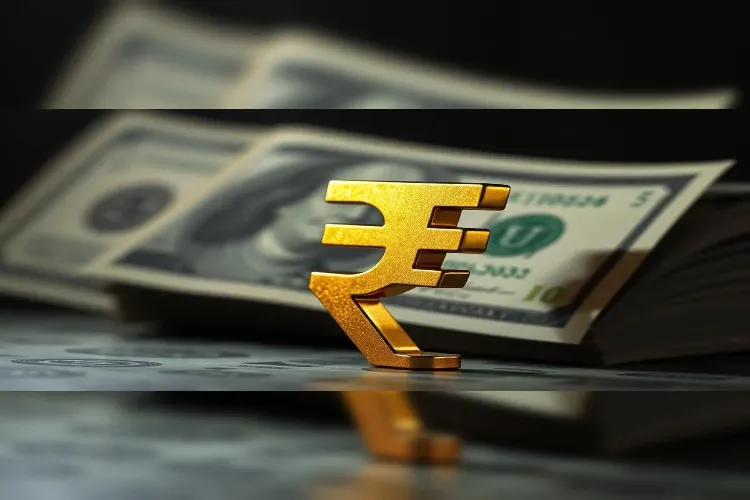 In intraday trading, the rupee fell by 26 paise to a record low of 90.75 against the dollar.