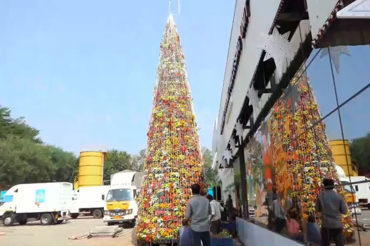 Kerala: A 30-foot-tall eco-friendly Christmas tree made of 2,800 plants has become a major attraction in Malappuram.
