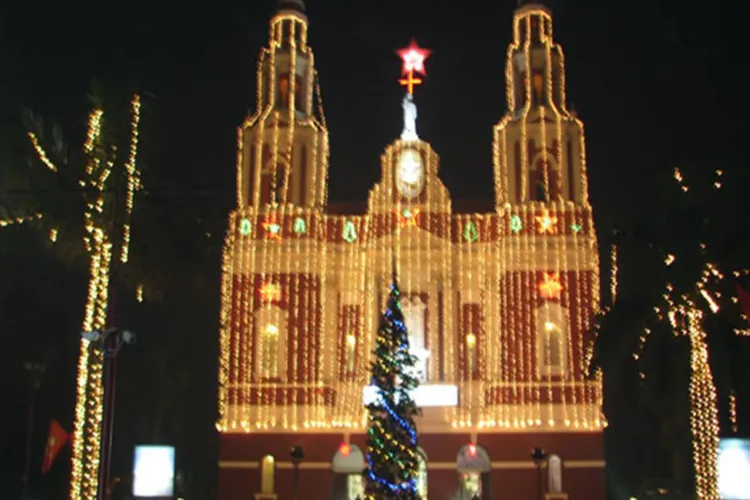 The Sacred Heart Cathedral Church in Delhi was bathed in lights ahead of Christmas, reflecting the festive spirit seen across the country.