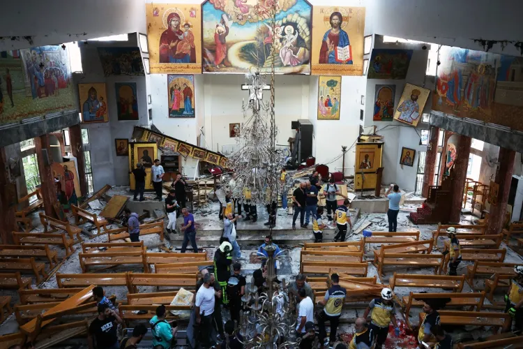 In Syria, worshippers paid tribute to loved ones at the church that bore the brunt of the attack.