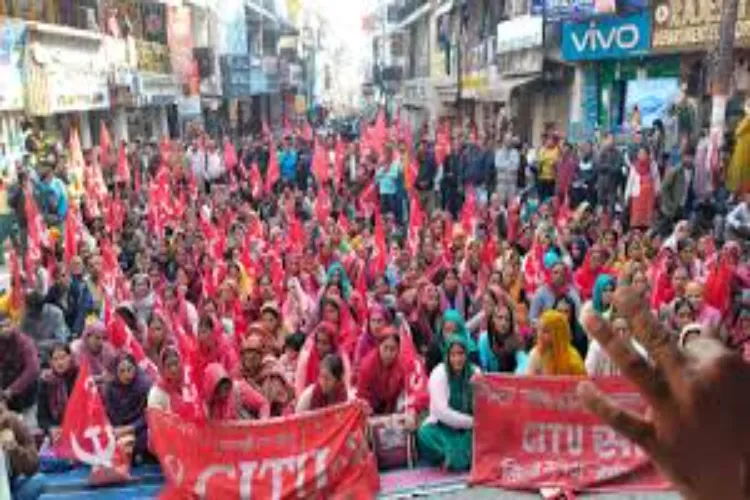 Farmers and laborers' front stages widespread protests in Punjab against MGNREGA reforms.