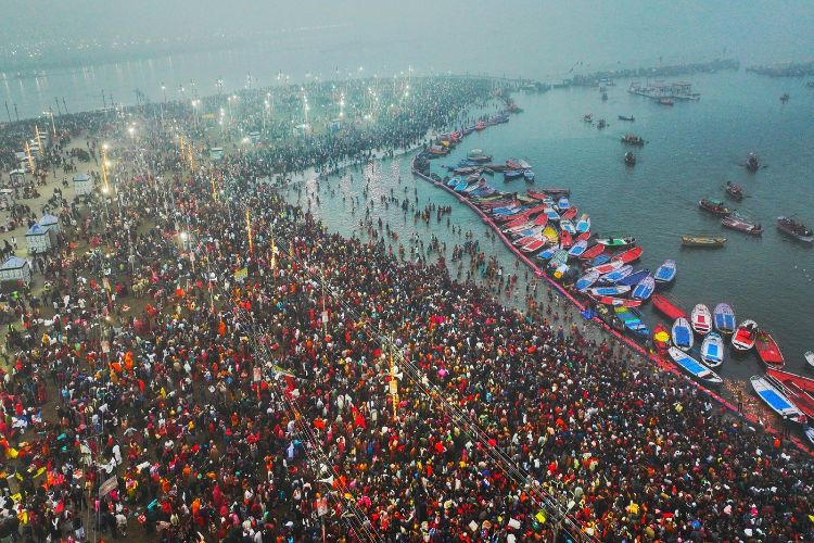A dip of faith in the Sangam amidst the bitter cold, devotees thronged major pilgrimage sites in the New Year.