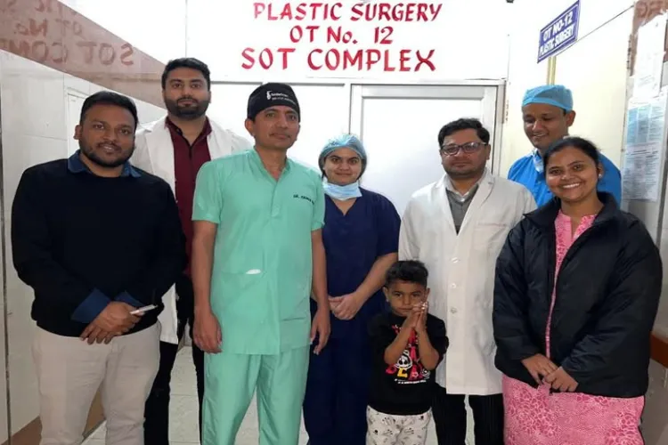 A four-year-old child's severed hand was successfully reattached at AMU's JN Medical College Hospital, a major achievement in microsurgery.