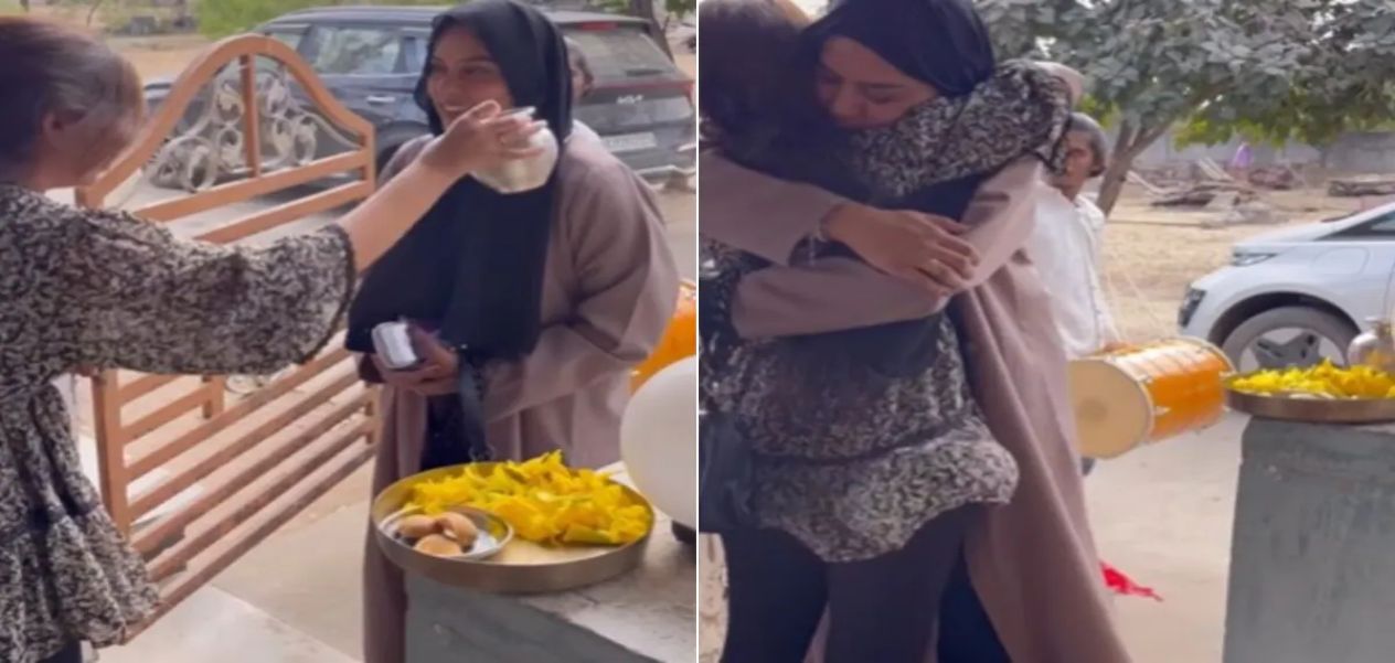 Muslim friend returns from Umrah: Hindu girl gives emotional welcome