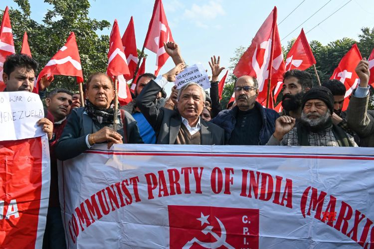 CPI(M) protests in Jammu against US military action in Venezuela