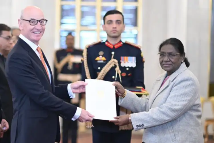 Austrian Ambassador Robert Zischg presents credentials to President Murmu