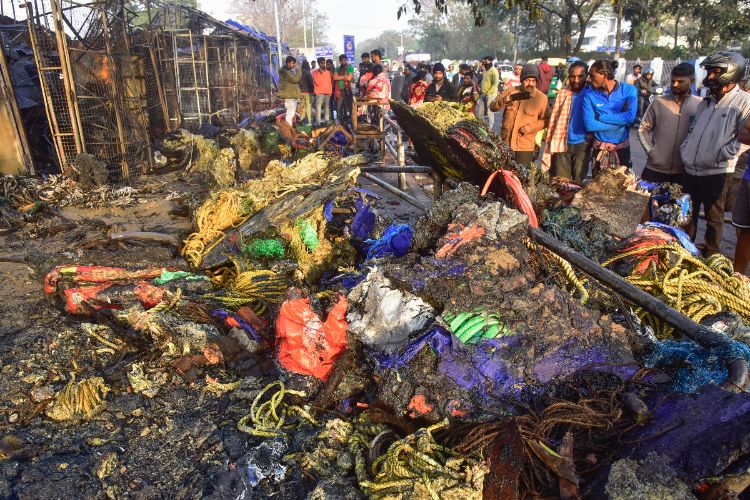 Bhubaneswar: Over 40 shops gutted in a massive fire in the market.