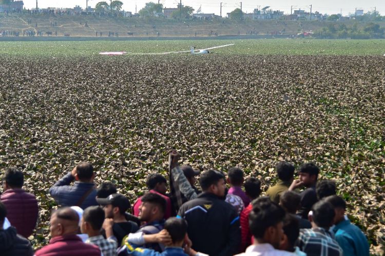 Air Force micro light aircraft makes safe landing
