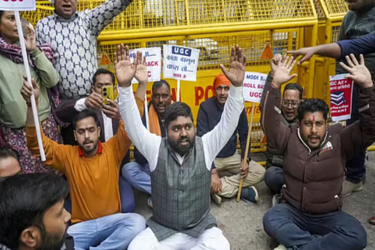 AISA protests in Ranchi demanding implementation of UGC regulations
