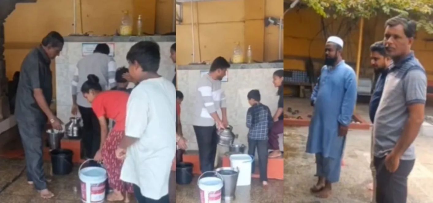 Amidst water scarcity, humanity shines through with smiles, and the mosque becomes a center of hope.