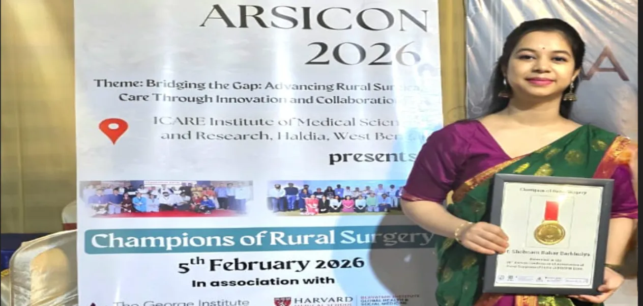 Dr. Shabnam Barabhuiya of Barak Valley honoured with the title of 'Champion of Rural Surgery' at the national level.
