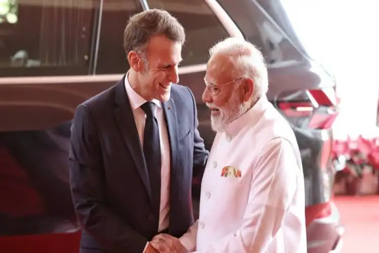 PM Modi shares ride with French President Macron en route to India-France Innovation Forum after meeting