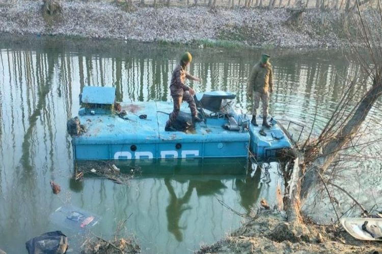 Nine CRPF personnel injured after their vehicle falls into a river in Srinagar
