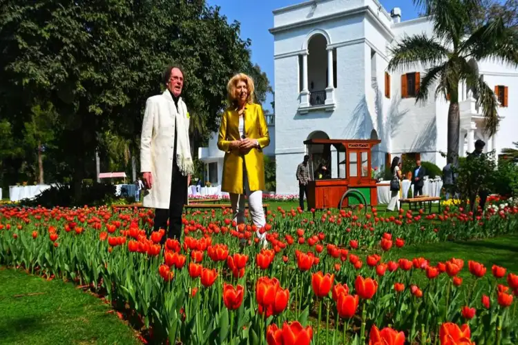 Delhi: 50,000 tulips at the home of Dutch Ambassador Marisa Gerards