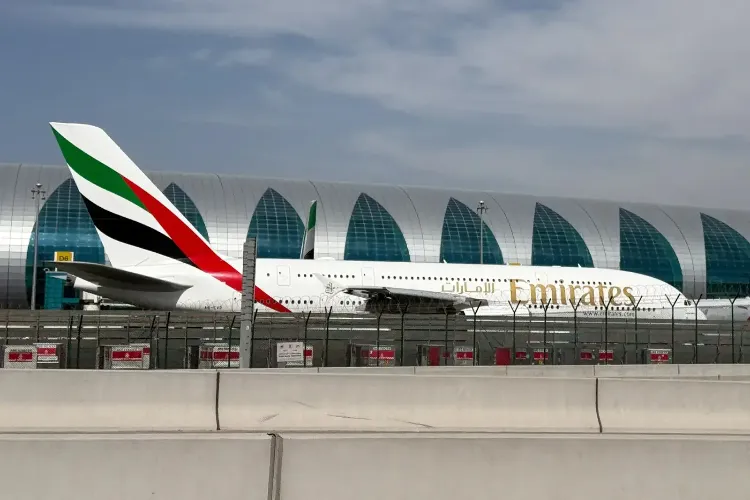 All flights at Dubai Airport temporarily cancelled following Iranian drone attack.