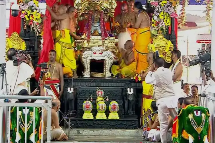 Telangana CM participates in Bhumi Pooja for Sri Sita Ramachandra Temple during Kalyana Mahotsavam