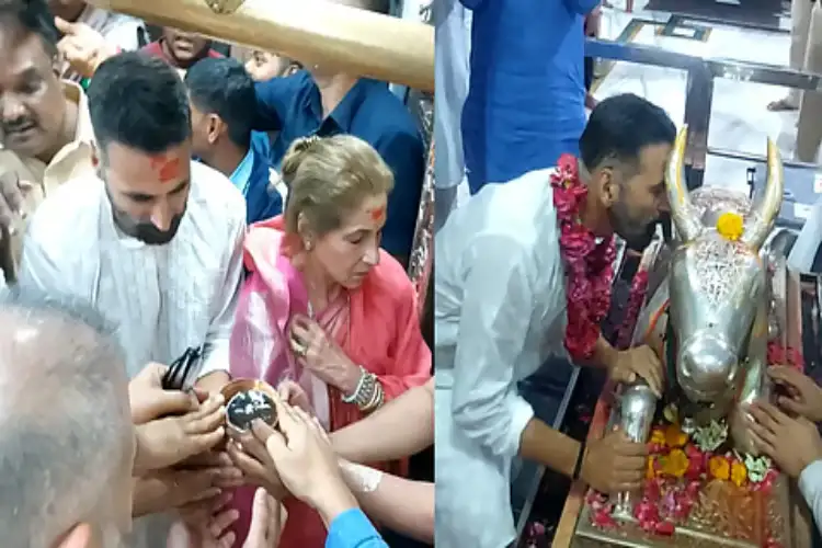 Akshay Kumar visits Mahakaleshwar Temple with mother-in-law Dimple Kapadia ahead of 'Bhooth Bangla' release