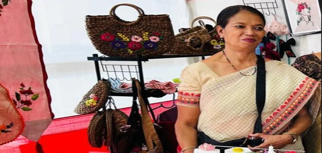 Mushfika Hussain's ribbon embroidery on Bihu features blooming kopao orchids