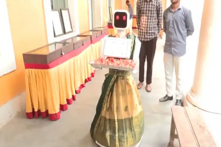In Puducherry Elections, 'Blue' Robot Welcomes Voters in a Saree