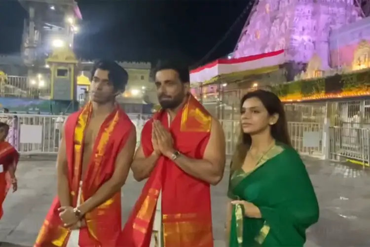 Sonu Sood visits Tirumala temple with family, offers prayers during Thomala Seva
