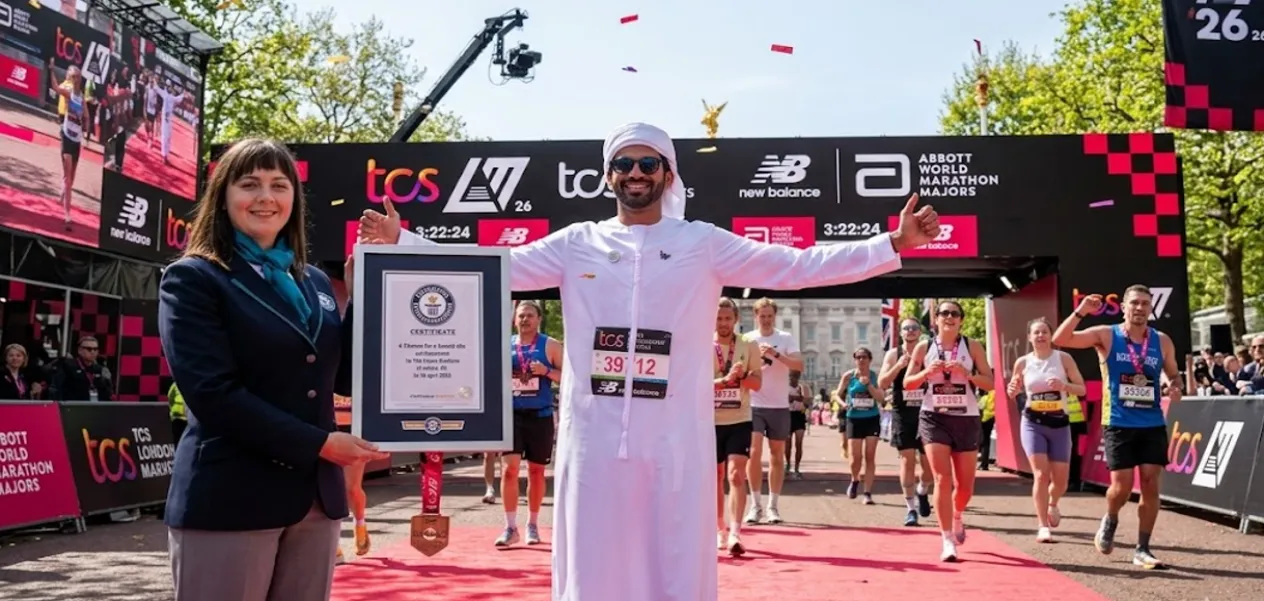 Sadiq Ahmed from Kerala Sets Guinness Record at London Marathon While Wearing a Kandura.