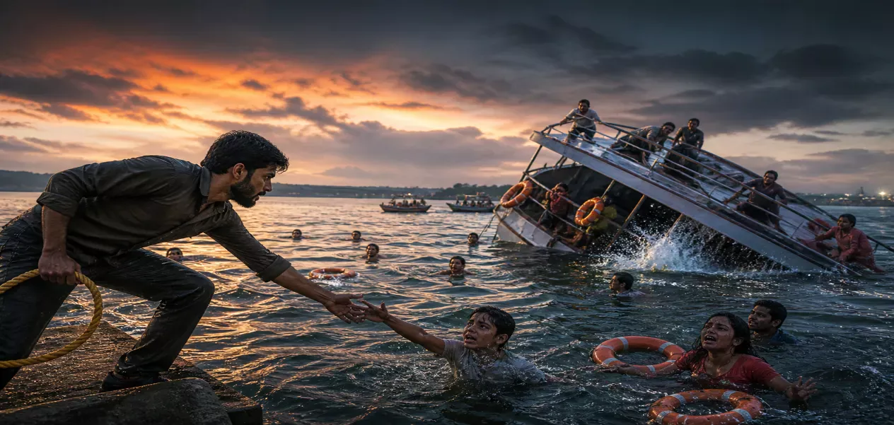 Narmada Tragedy: A Salute to the Bravery of Worker Ramzan. AI Photo Hashmi