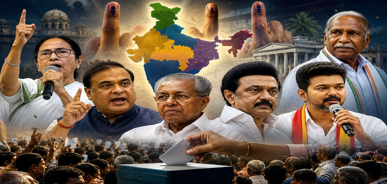 The 2026 Mega-Battle: Results from Five States Will Determine the Country's Future Direction. AI Photo Hashmi