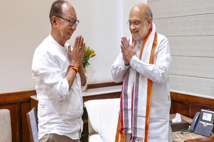 Manipur Governor and Andhra CM with Amit Shah