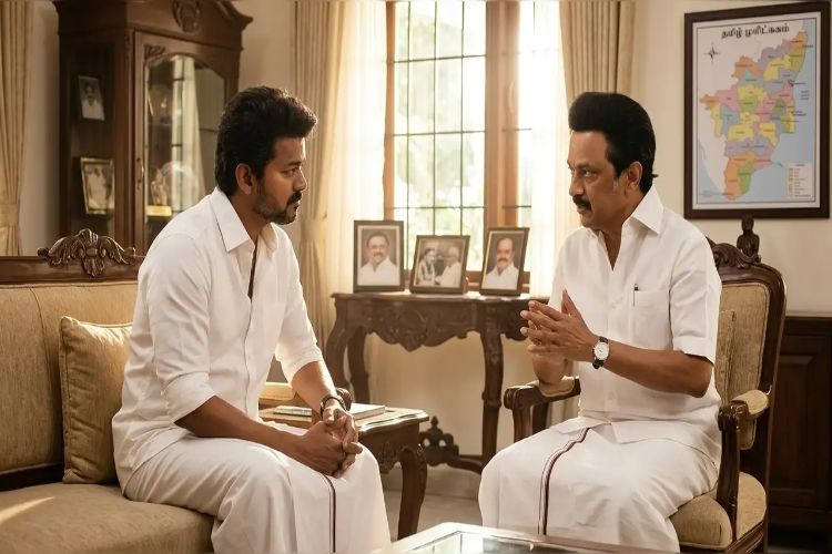Tamil Nadu Chief Minister Vijay meets DMK chief Stalin