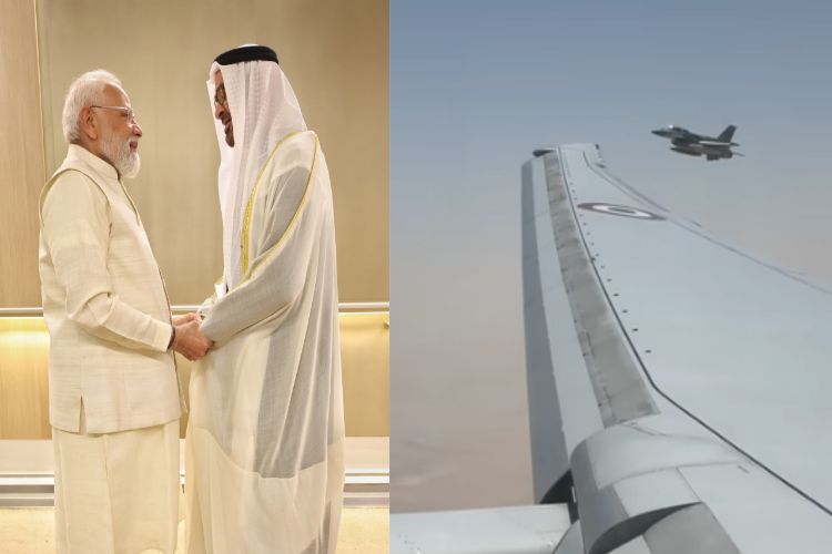 PM Modi's plane was received by F-16 aircraft.
