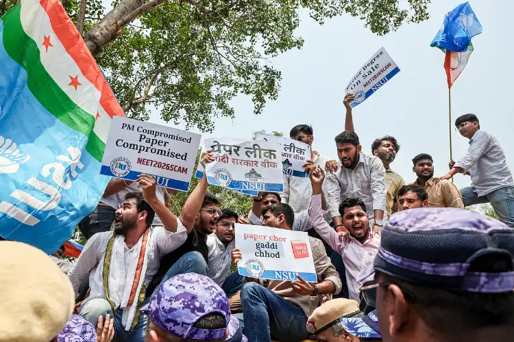 Delhi: NSUI holds protest outside NTA office over NEET UG 2026 paper leak; demand ban on agency, Education Min's resignation