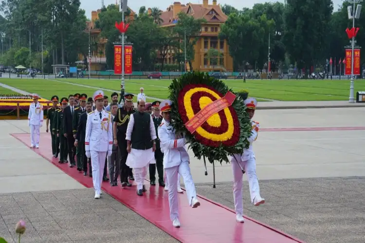 Defence Minister Rajnath Singh pays homage to Ho Chi Minh in Hanoi