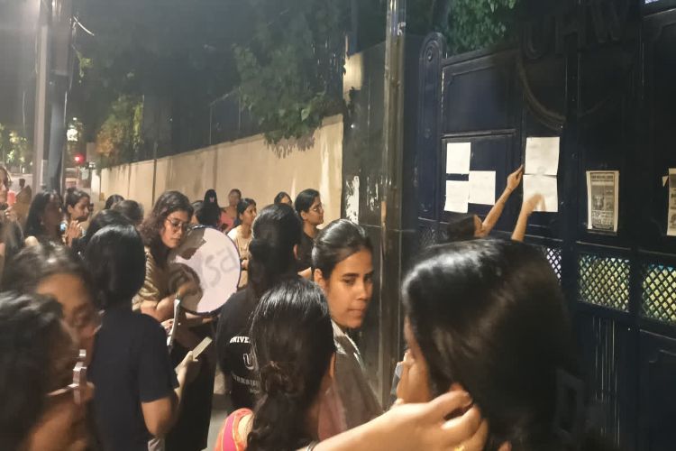 Delhi University girl students stage overnight protest against 