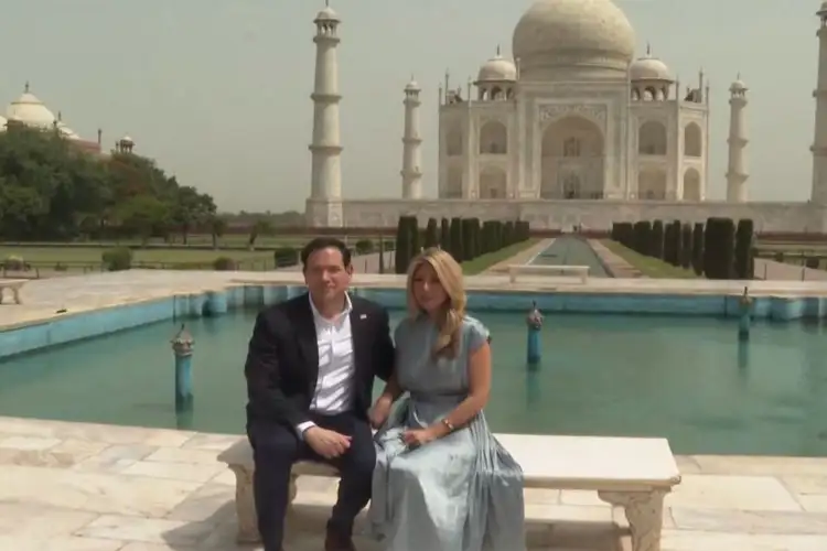 US State Secretary Marco Rubio visits Taj Mahal in Agra with wife Jeanette D Rubio