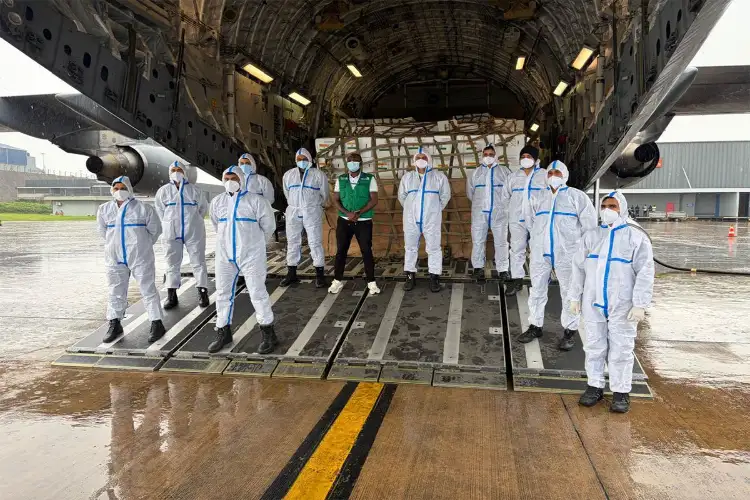 Indian Air Force's C-17 Globemaster III delivers critical medical aid for Ebola treatment to Uganda