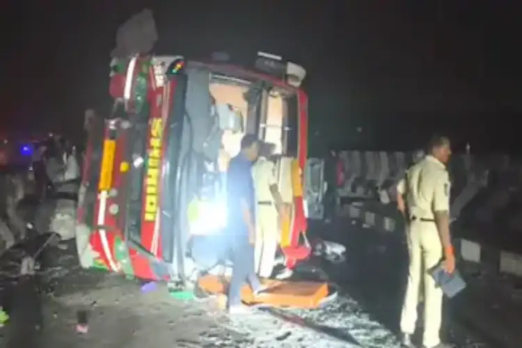 Telangana: 22 injured after private bus overturns on railway bridge in Khammam
