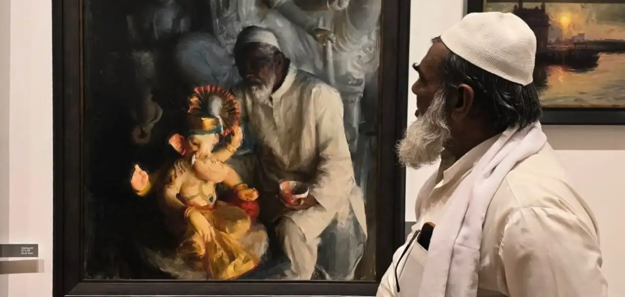 Pramod Kurlekar’s painting “Ganga-Jamuni Tehzeeb” auctioned at a New York auction house.